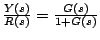 $\frac{Y(s)}{R(s)} = \frac{G(s)}{1+G(s)}$
