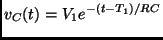 $\displaystyle v_C(t) = V_1 e^{-(t-T_1)/RC}$