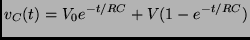$\displaystyle v_C(t) = V_0 e^{-t/RC} + V(1-e^{-t/RC})$