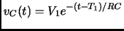 $\displaystyle v_C(t) = V_1 e^{-(t-T_1)/RC}$